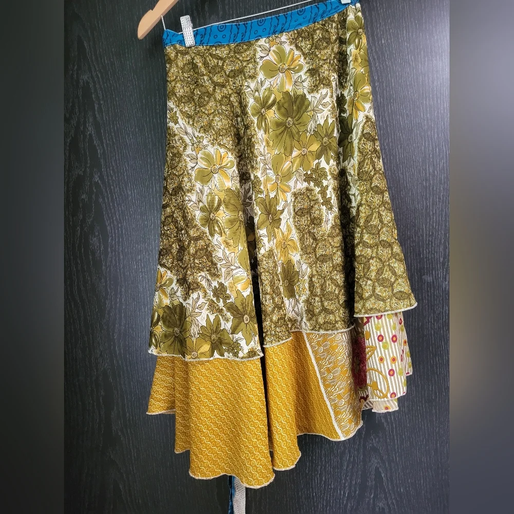 Kariza Yellow and Green A-Line Midi Skirt Or Beach Cover - Picture 5 of 16